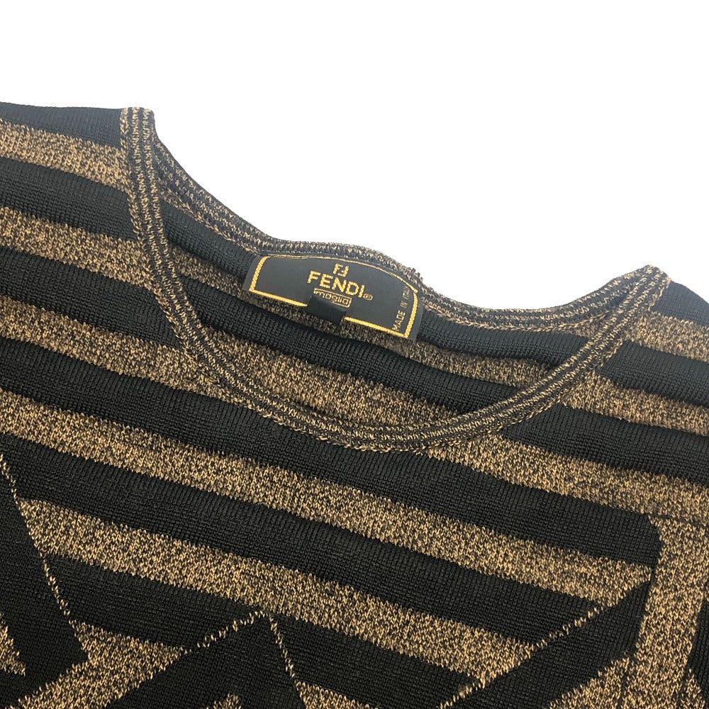 FENDI Pecan Pattern Vintage Apparel Top Knit FF Logo Sweater Viscose Women's Brown