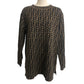 FENDI Zucca Pattern Apparel Knit Top All-over Pattern Sweater Wool Unisex Brown