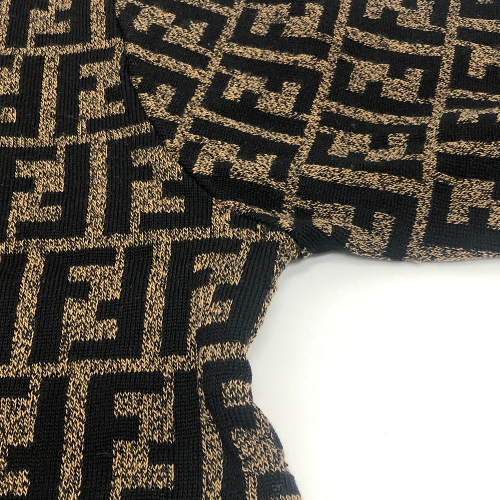 FENDI Zucca Pattern Apparel Knit Top All-over Pattern Sweater Wool Unisex Brown