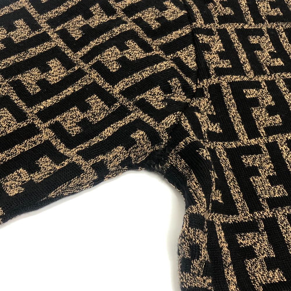 FENDI Zucca Pattern Apparel Knit Top All-over Pattern Sweater Wool Unisex Brown