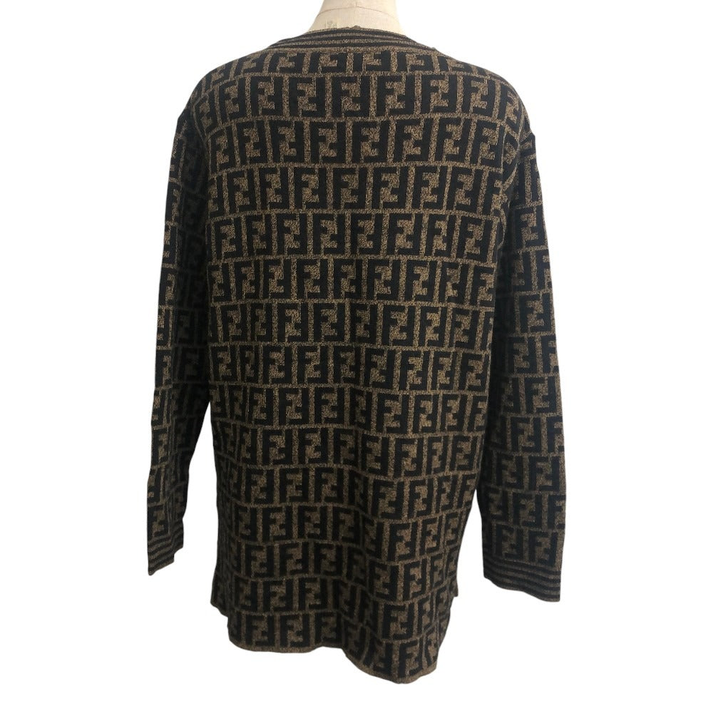 FENDI Zucca Pattern Apparel Knit Top All-over Pattern Sweater Wool Unisex Brown