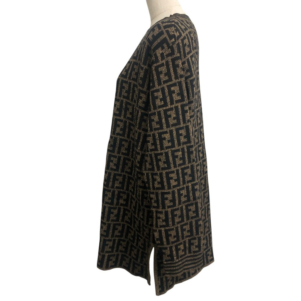 FENDI Zucca Pattern Apparel Knit Top All-over Pattern Sweater Wool Unisex Brown