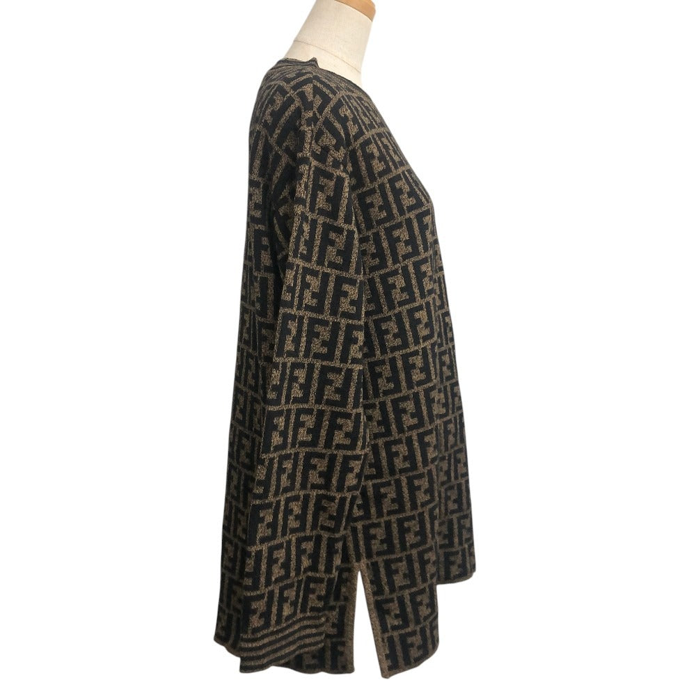 FENDI Zucca Pattern Apparel Knit Top All-over Pattern Sweater Wool Unisex Brown