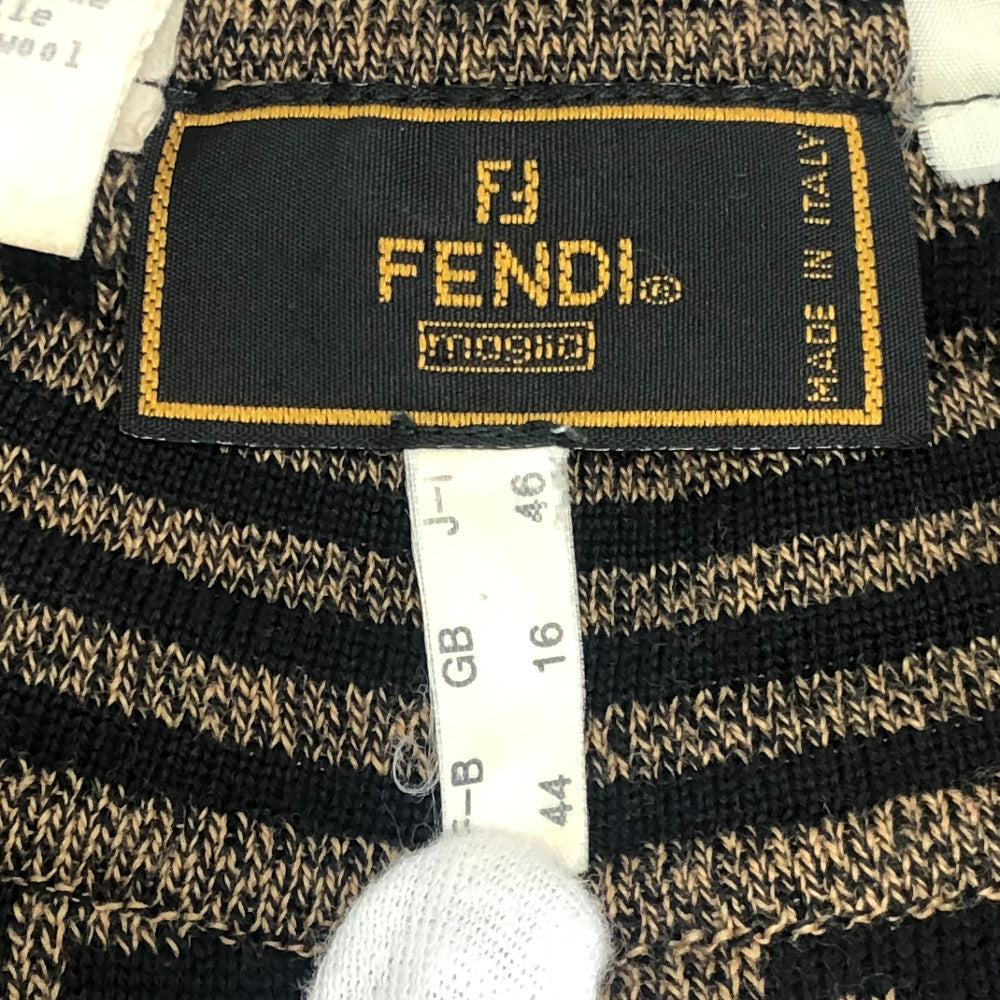FENDI Zucca Pattern Apparel Knit Top All-over Pattern Sweater Wool Unisex Brown