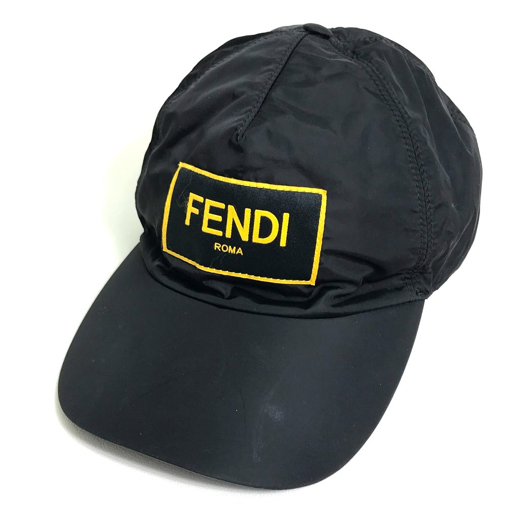 FENDI FXQ768 ロゴ ベースボールキャップ ベースボール 帽子 ヘッドウェア キャップ ナイロン ユニセックス ブラック