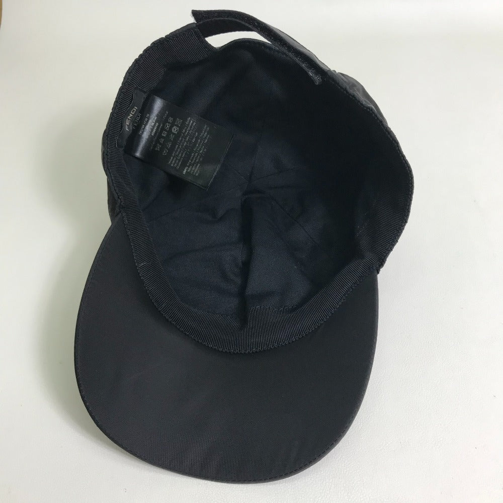 FENDI FXQ768 ロゴ ベースボールキャップ ベースボール 帽子 ヘッドウェア キャップ ナイロン ユニセックス ブラック