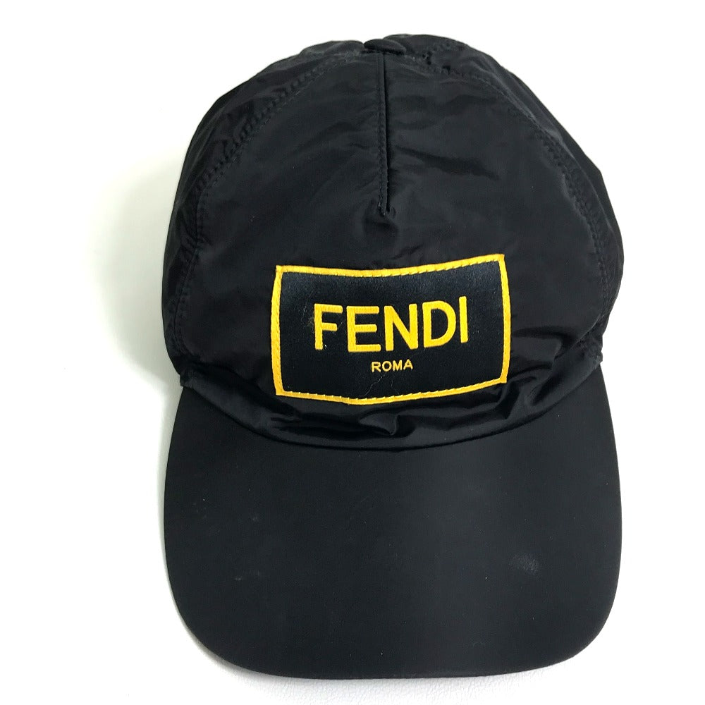 FENDI FXQ768 ロゴ ベースボールキャップ ベースボール 帽子 ヘッドウェア キャップ ナイロン ユニセックス ブラック