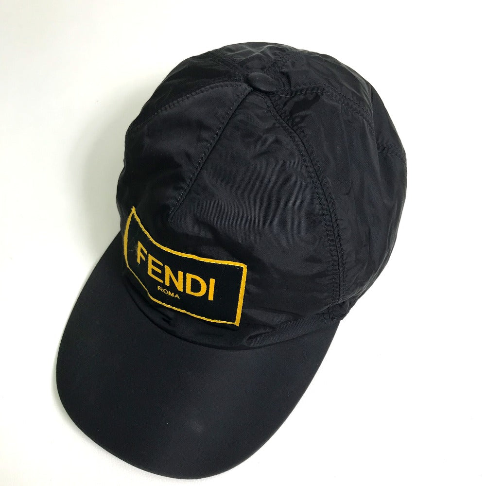 FENDI FXQ768 ロゴ ベースボールキャップ ベースボール 帽子 ヘッドウェア キャップ ナイロン ユニセックス ブラック