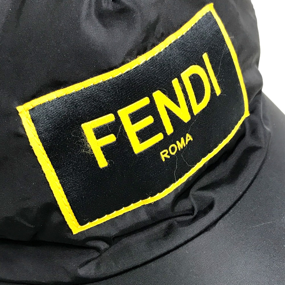 FENDI FXQ768 ロゴ ベースボールキャップ ベースボール 帽子 ヘッドウェア キャップ ナイロン ユニセックス ブラック