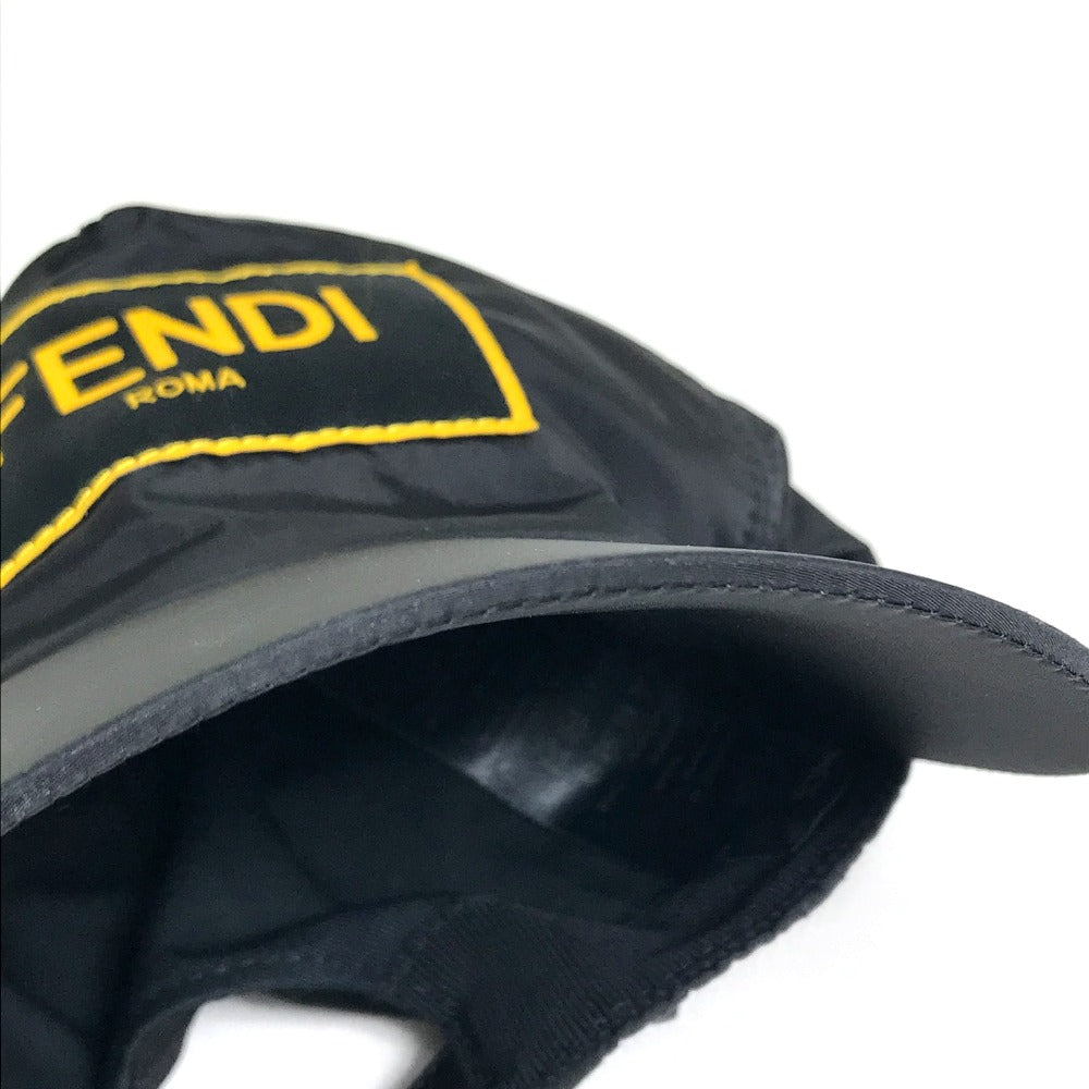 FENDI FXQ768 ロゴ ベースボールキャップ ベースボール 帽子 ヘッドウェア キャップ ナイロン ユニセックス ブラック