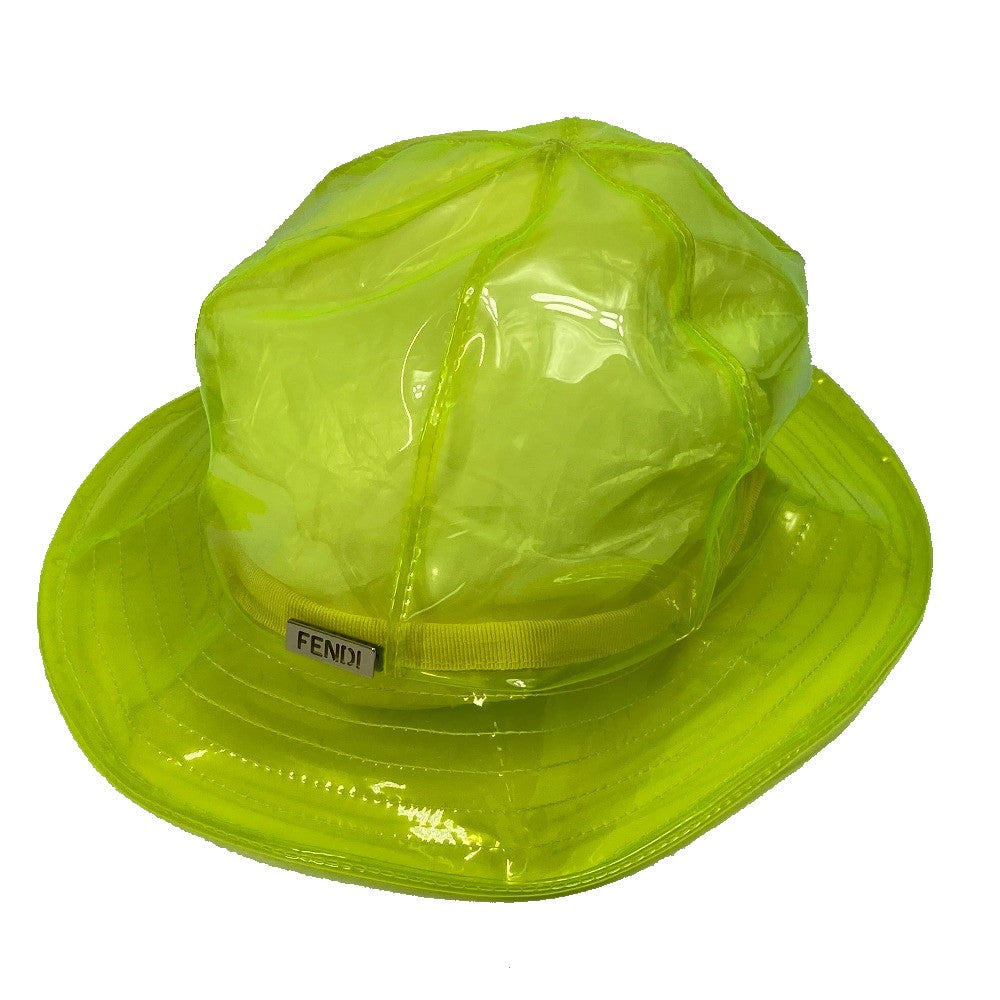 FENDI FXQ632 Logo Plate Clear Hat Headwear Vinyl Unisex Yellow