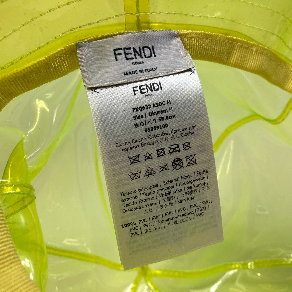 FENDI FXQ632 Logo Plate Clear Hat Headwear Vinyl Unisex Yellow