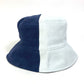 FENDI FXQ801 Logo Two-Tone Bucket Hat, Bob Hat, Goatskin, Men's, Blue