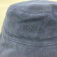 FENDI FXQ801 Logo Two-Tone Bucket Hat, Bob Hat, Goatskin, Men's, Blue