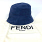 FENDI FXQ801 Logo Two-Tone Bucket Hat, Bob Hat, Goatskin, Men's, Blue