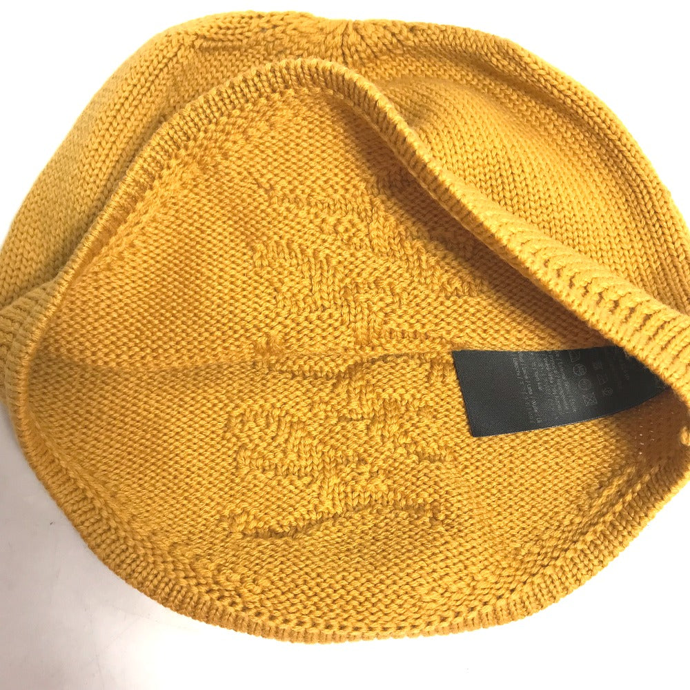 FENDI FXQ056 ロゴ ビーニー 帽子 ニット帽 ニットキャップ ニット帽 ウール レディース イエロー