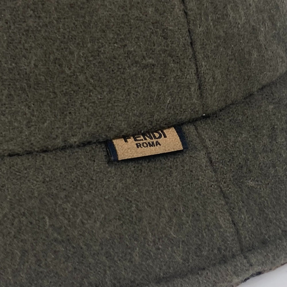 FENDI FXQ901 内ズッカ 帽子 バケットハット アパレル小物 ハット ウール レディース カーキ