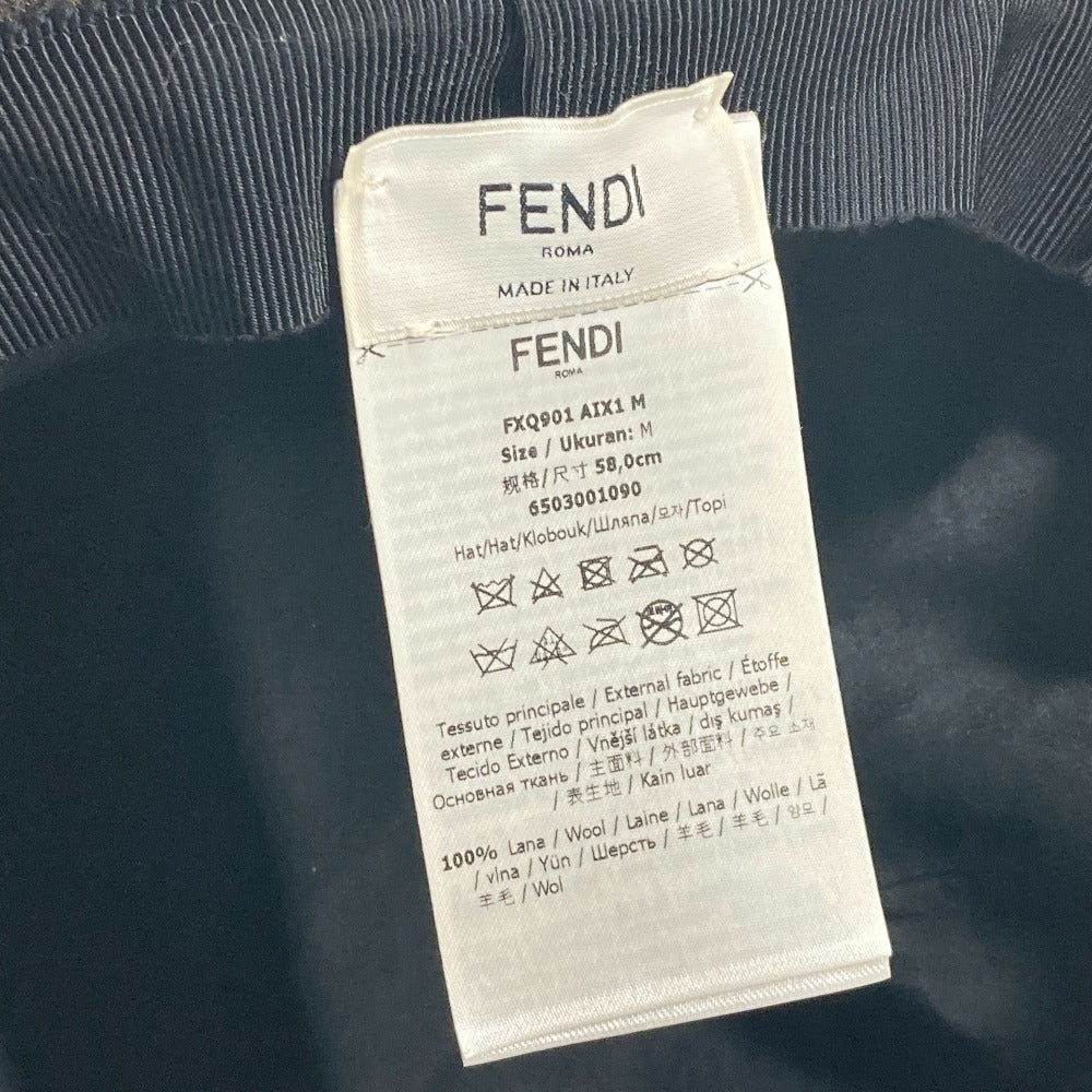 FENDI FXQ901 内ズッカ 帽子 バケットハット アパレル小物 ハット ウール レディース カーキ