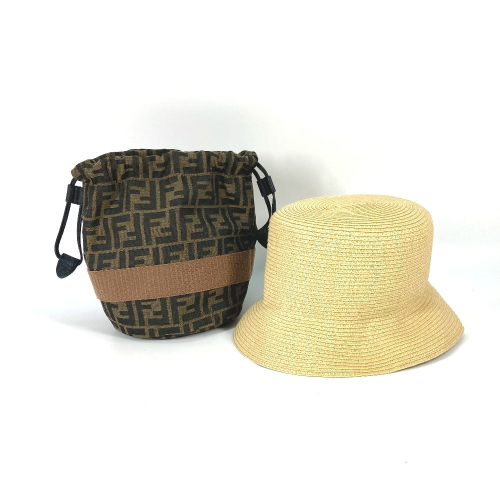 FENDI FXQ891 ハンドバッグ AIJE RAFFIA BUCKET Hat バケットハット＆巾着バッグ ハット帽 帽子 バケットハット ボブハット ハット レザー レディース ベージュ