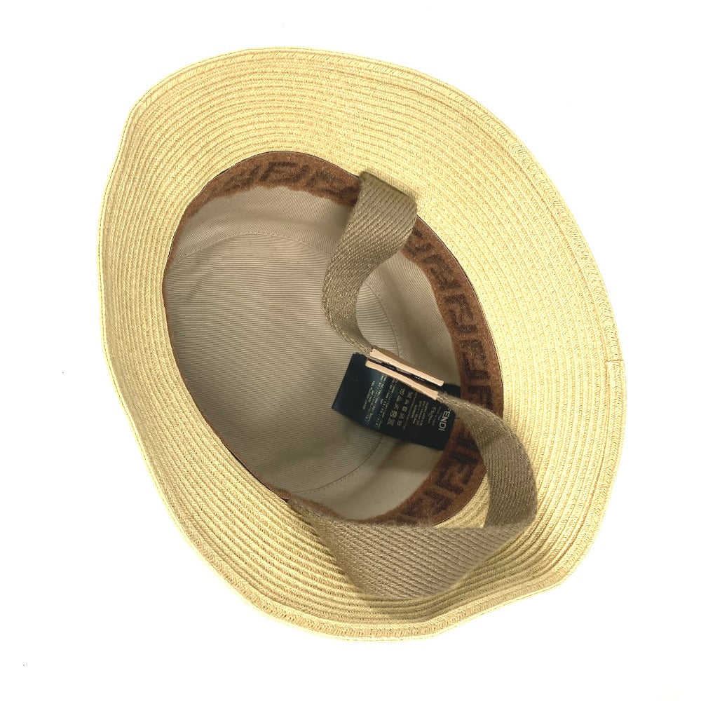 FENDI FXQ891 ハンドバッグ AIJE RAFFIA BUCKET Hat バケットハット＆巾着バッグ ハット帽 帽子 バケットハット ボブハット ハット レザー レディース ベージュ