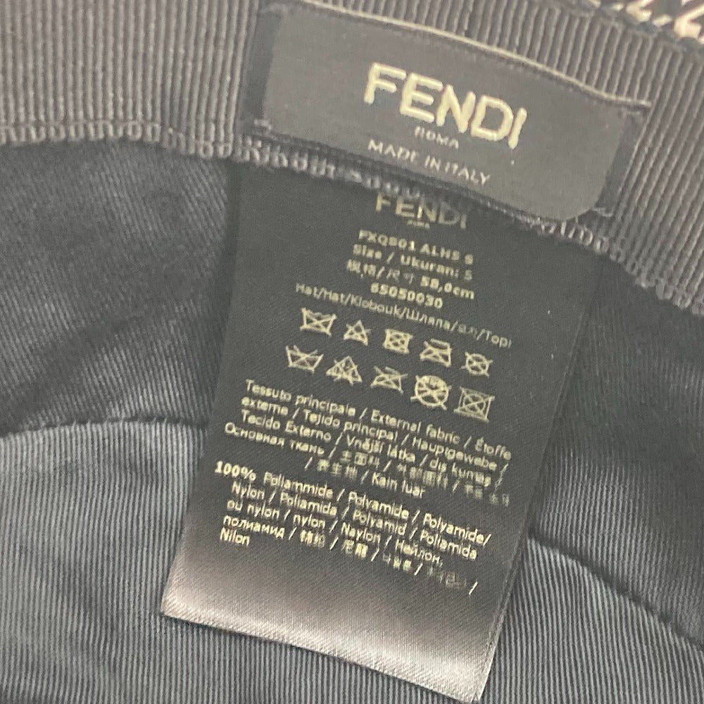 FENDI FXQ801 千鳥格子 ハット帽 帽子 バケットハット ボブハット ハット ナイロン メンズ ブラック