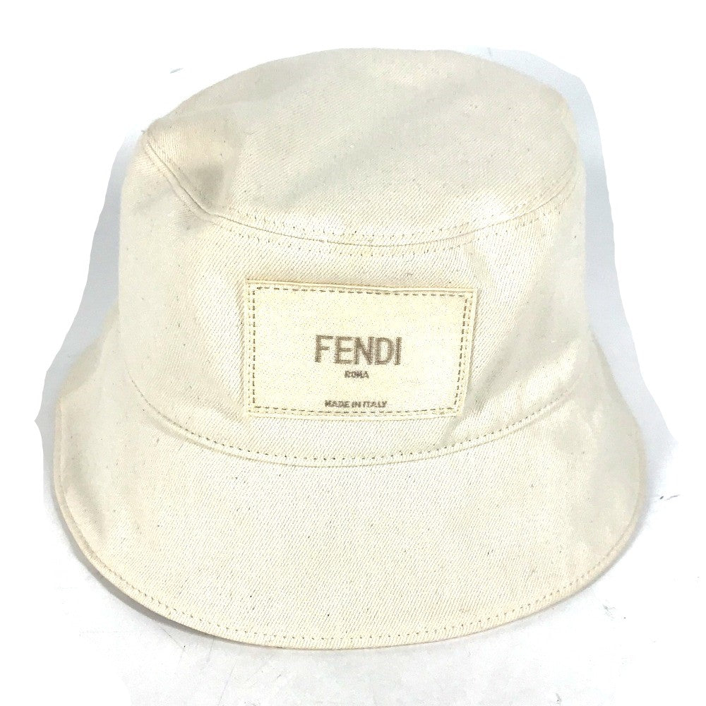 FENDI FXQ801 ロゴ ハット帽 帽子 バケットハット ボブハット ハット コットン レディース ベージュ