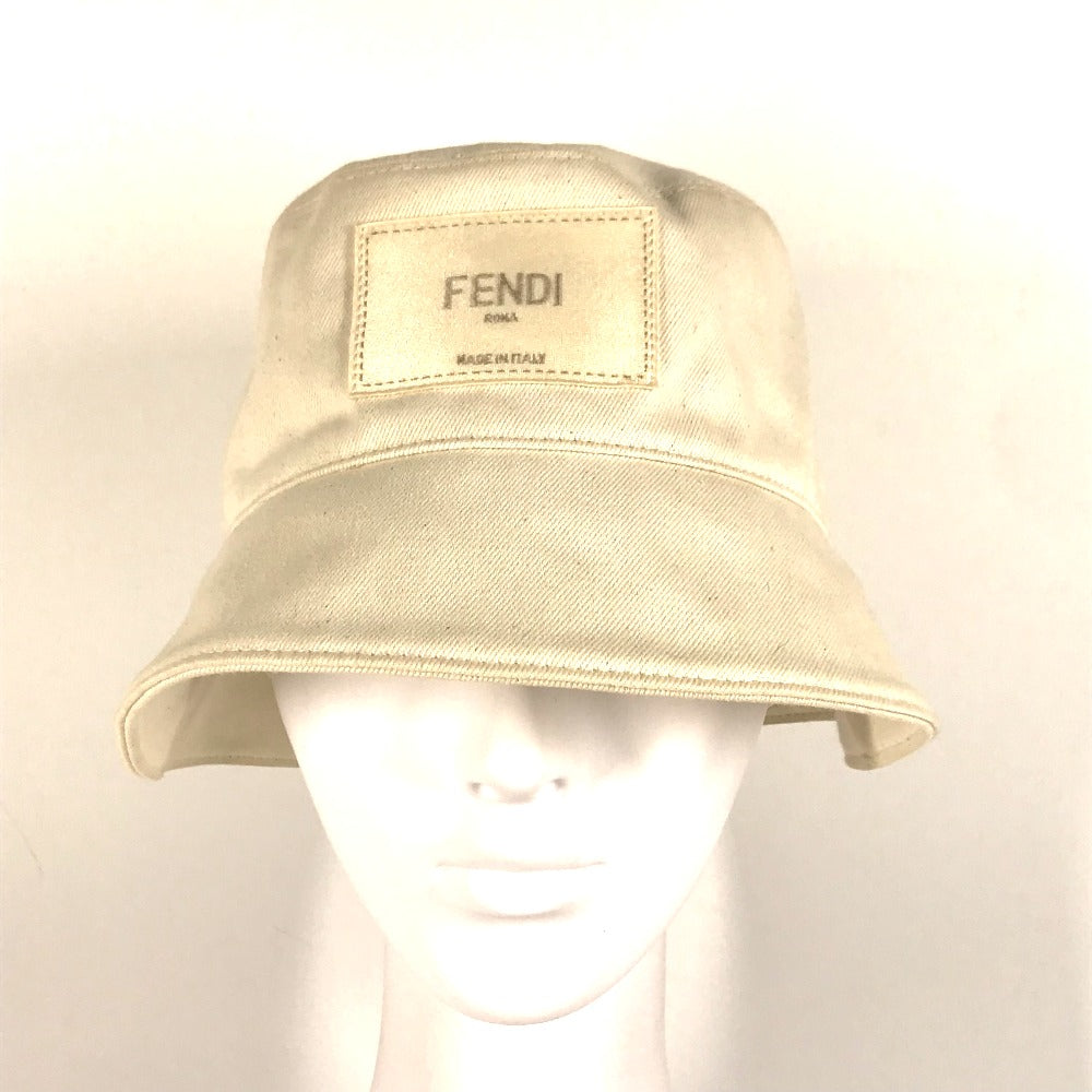 FENDI FXQ801 ロゴ ハット帽 帽子 バケットハット ボブハット ハット コットン レディース ベージュ