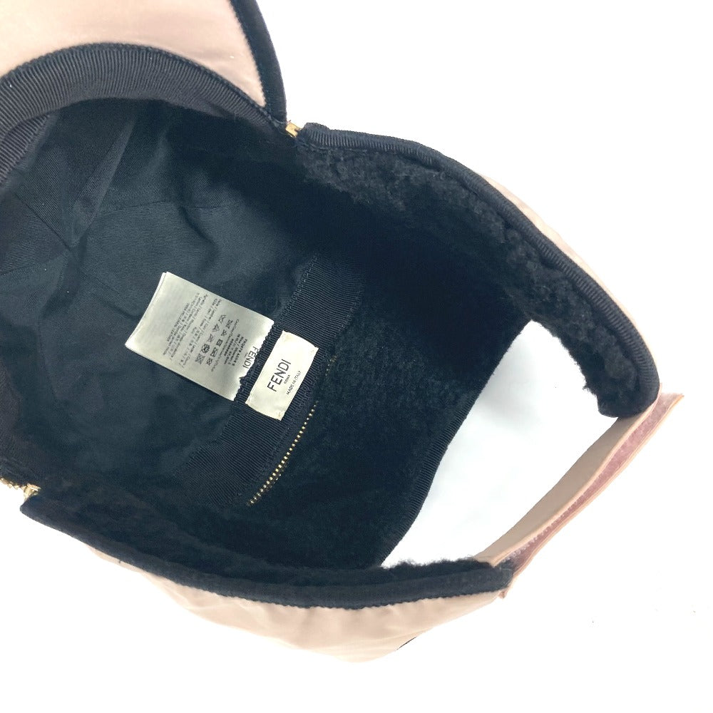FENDI FXQ679 ファー モコモコ ロゴ フライト 帽子 キャップ帽 ベースボール キャップ レザー レディース ピンク