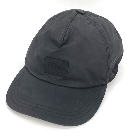 FENDI FXQ788 ロゴ 帽子 キャップ帽 ベースボール キャップ ナイロン メンズ ブラック