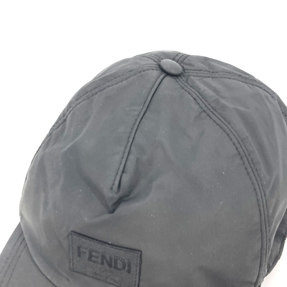 FENDI FXQ788 ロゴ 帽子 キャップ帽 ベースボール キャップ ナイロン メンズ ブラック