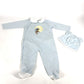 FENDI BUK114 ベビー BABY 赤ちゃん 帽子 ズッカ ベア ロンパース＆ニット帽セット テディベア セット 服 トップス ニット帽 コットン キッズ ブルー