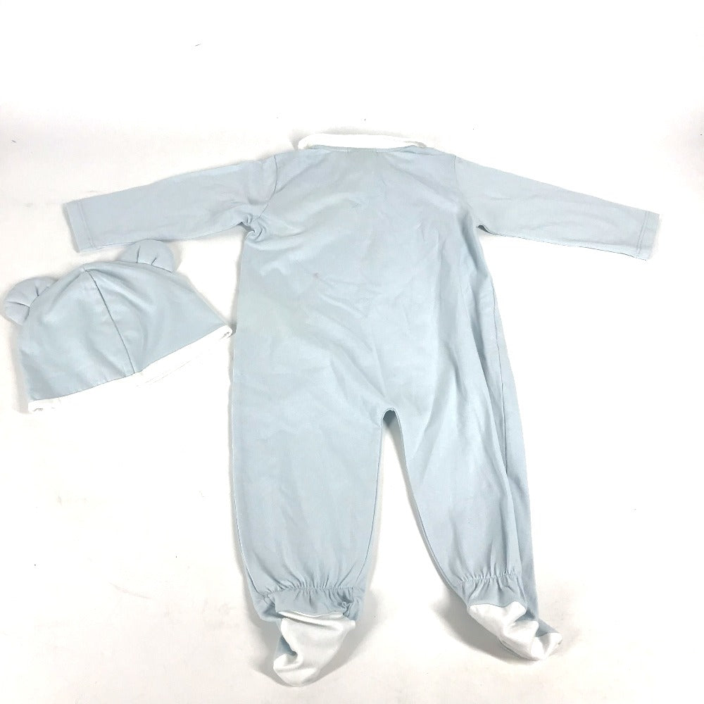 FENDI BUK114 ベビー BABY 赤ちゃん 帽子 ズッカ ベア ロンパース＆ニット帽セット テディベア セット 服 トップス ニット帽 コットン キッズ ブルー