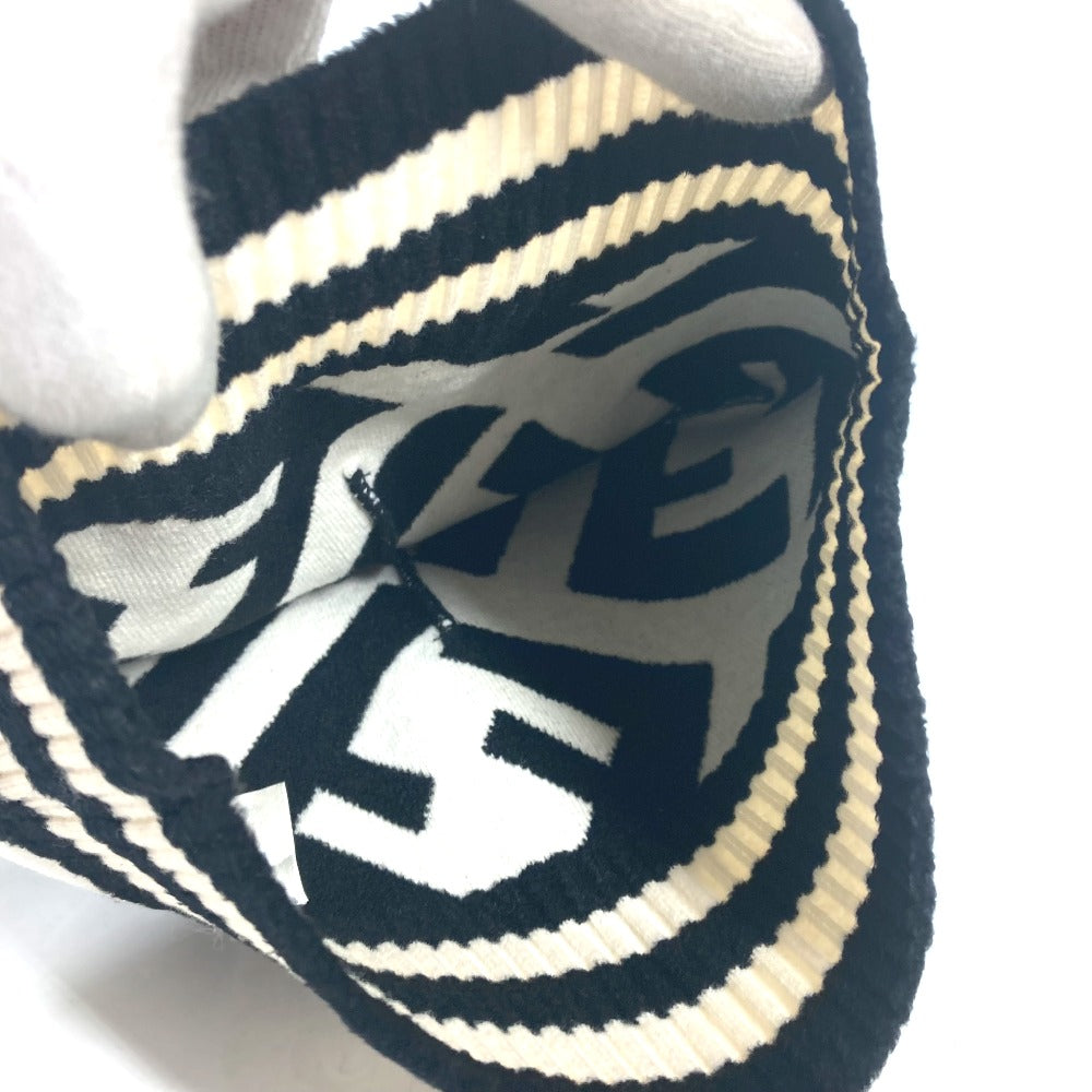 FENDI FXQ538 バイカラー ズッカ ロゴ ビーニー 帽子 ニット帽 ニットキャップ ニット帽 ウール レディース ブラック - brandshop-reference
