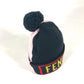 FENDI FXQ056 ポンポン付き ロゴ ビーニー 帽子 ニット帽 ニットキャップ ニット帽 ウール レディース ブラック - brandshop-reference