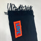 FENDI FXS124 Apparel Scarf Logo Patch Fringe Muffler Wool Men's Black