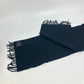 FENDI FXS124 Apparel Scarf Logo Patch Fringe Muffler Wool Men's Black