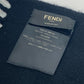 FENDI FXS124 Apparel Scarf Logo Patch Fringe Muffler Wool Men's Black