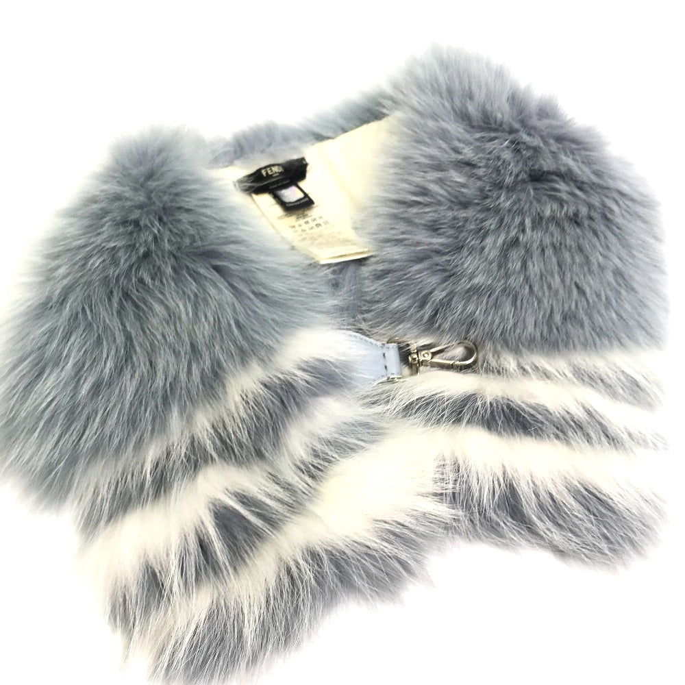 FENDI FNG426 ファー 留めフック付き ティペット スヌード マフラー ファー レディース ブルー