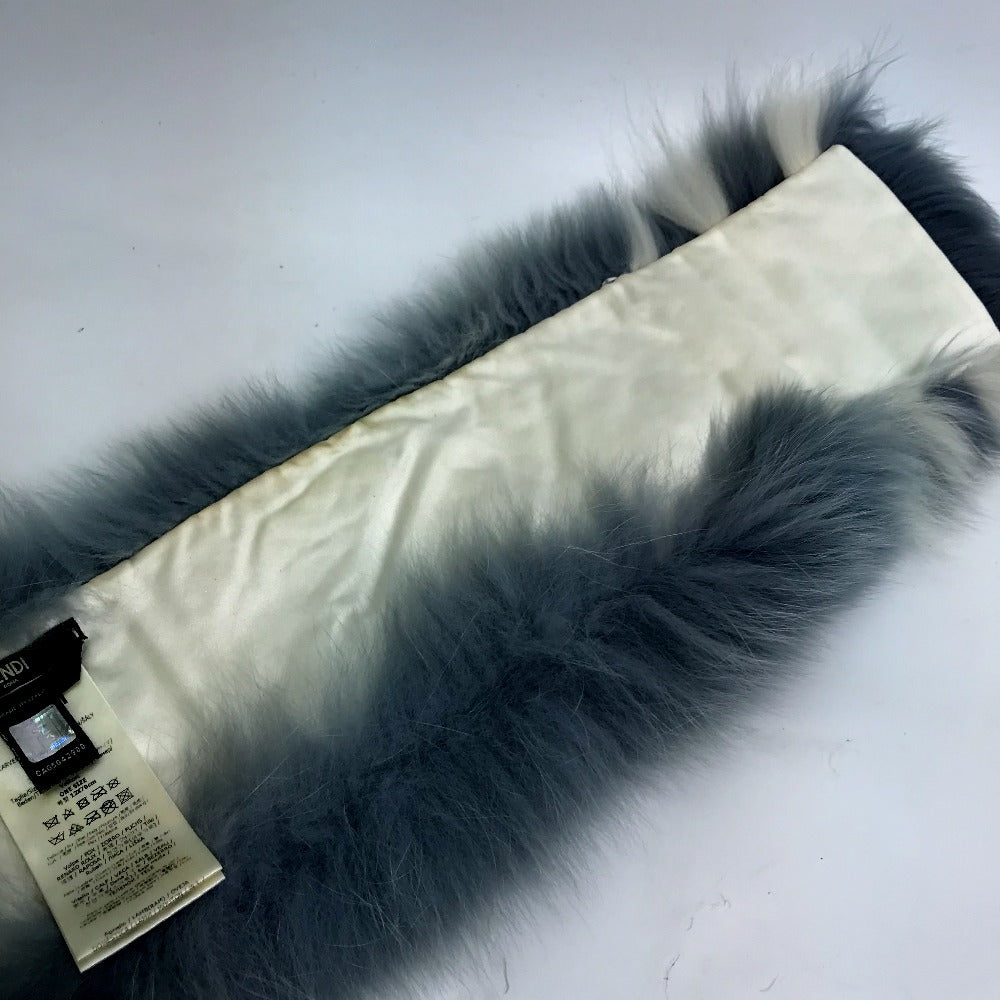 FENDI FNG426 ファー 留めフック付き ティペット スヌード マフラー ファー レディース ブルー