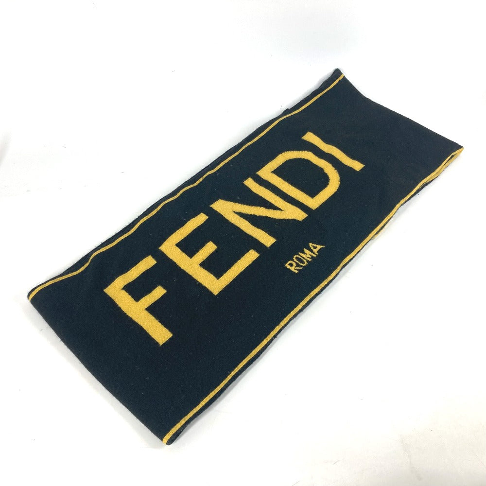 FENDI Logo Two-Tone Wool Scarf Men's Black