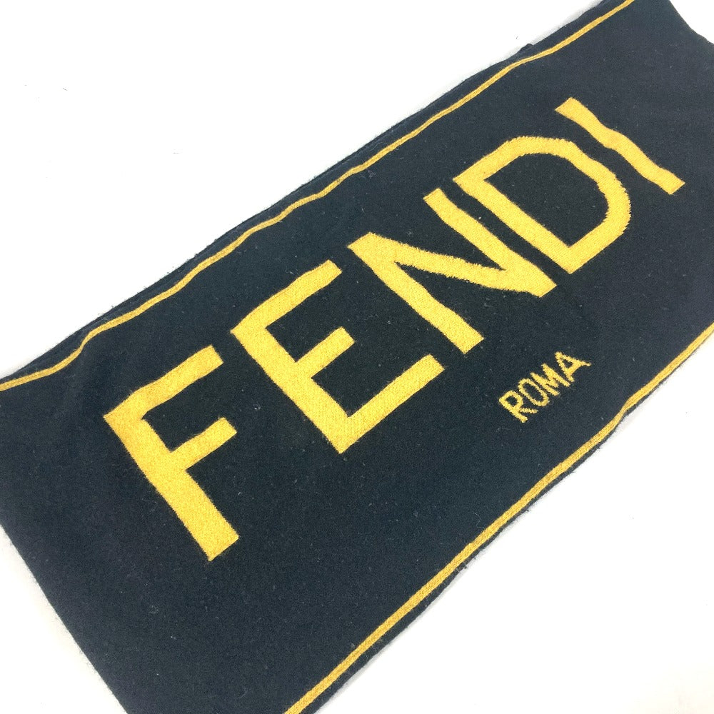 FENDI Logo Two-Tone Wool Scarf Men's Black