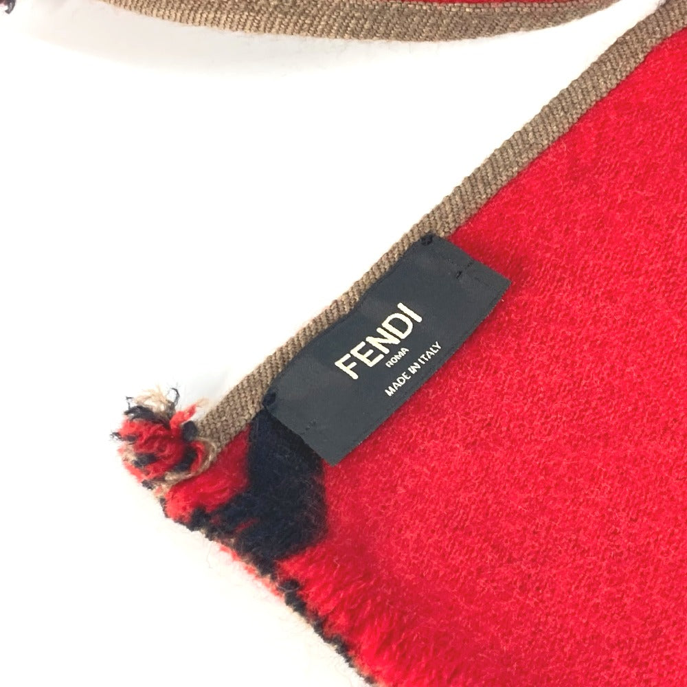FENDI ズッカ ロゴ マフラー ウール レディース ブラウン