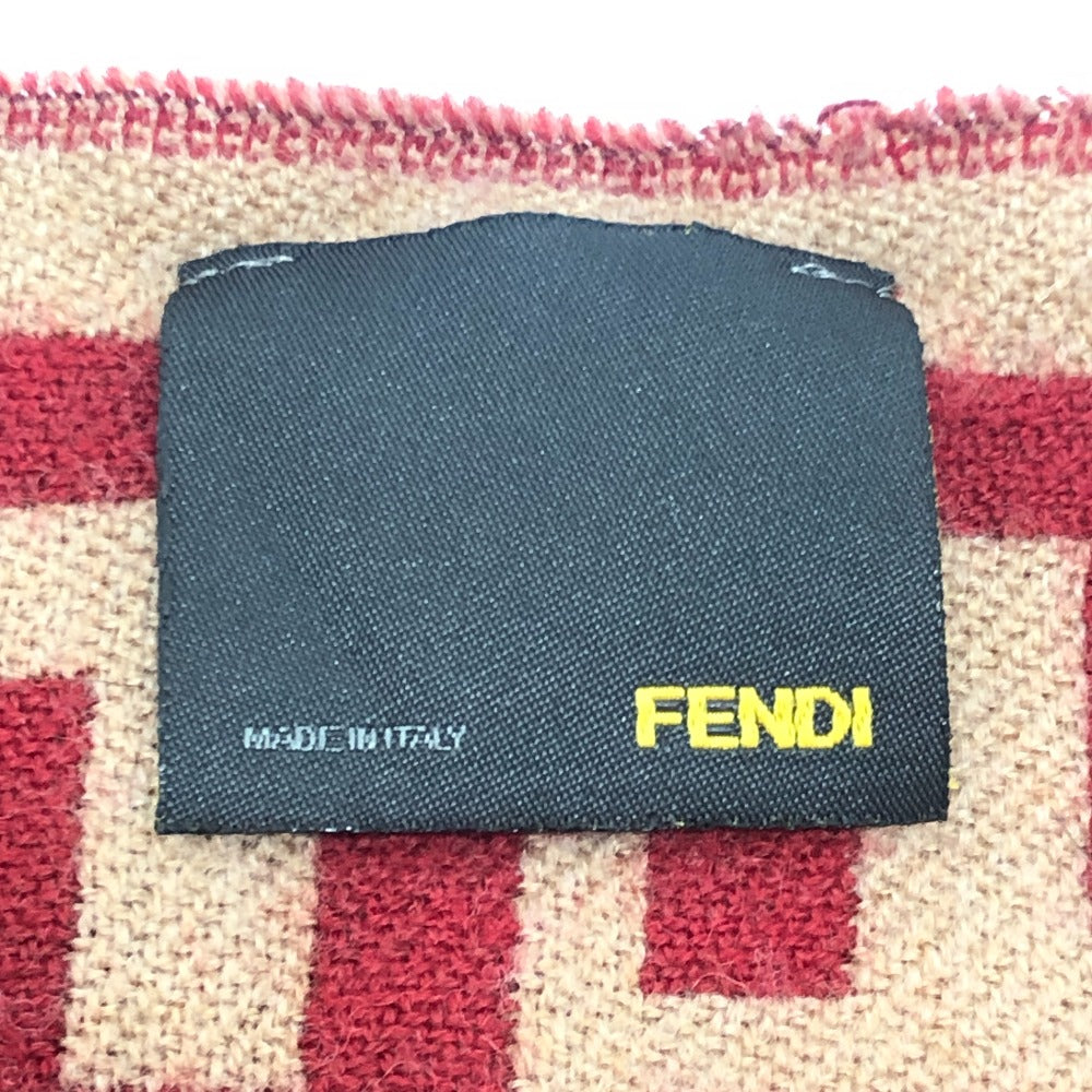 FENDI Zucca Print Reversible Wool Scarf for Women, Red