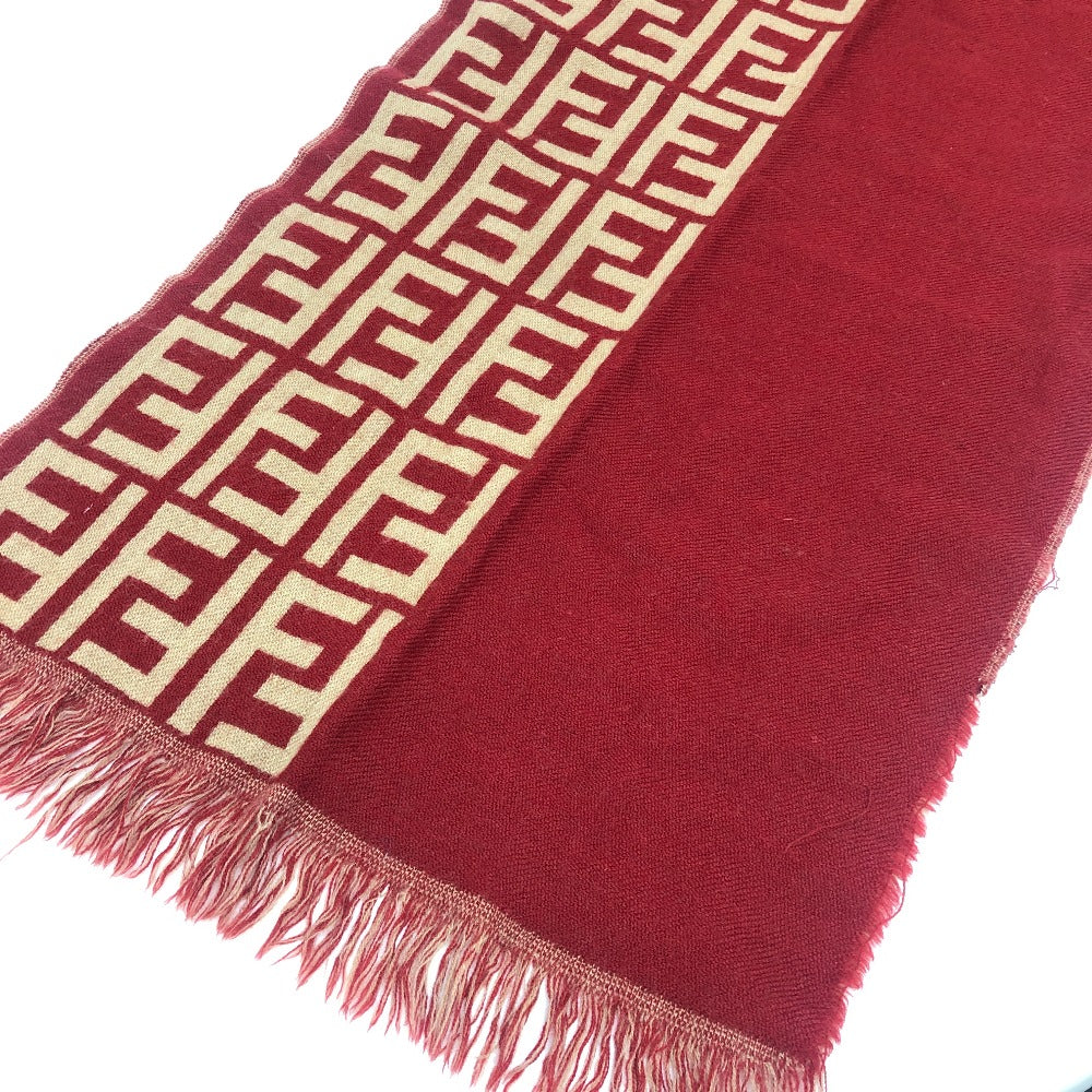 FENDI Zucca Print Reversible Wool Scarf for Women, Red