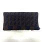FENDI Zucca Pattern Pequin Muffler Fringe Stole Cold Weather Item Scarf Wool Women's Navy