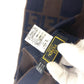 FENDI Zucca Pattern Pequin Muffler Fringe Stole Cold Weather Item Scarf Wool Women's Navy