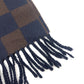 FENDI Zucca Pattern Pequin Muffler Fringe Stole Cold Weather Item Scarf Wool Women's Navy