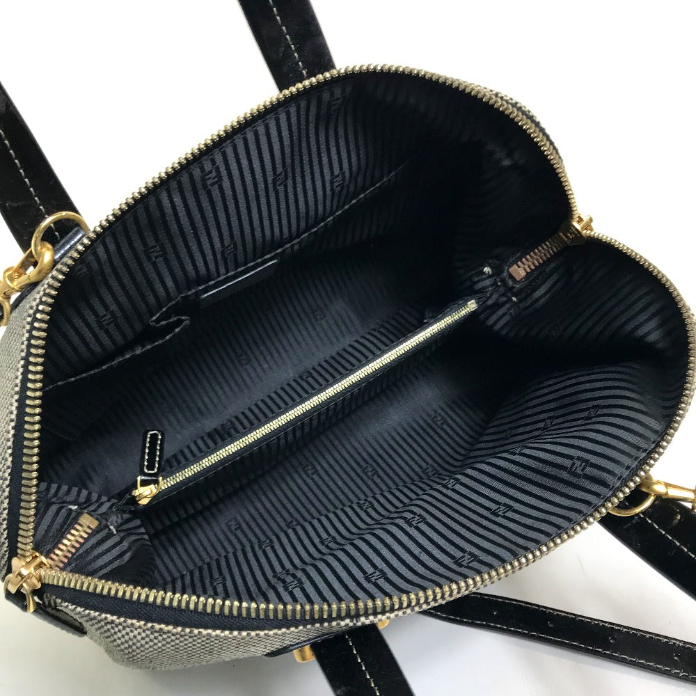 FENDI エナメル 斜め掛け 肩掛け カメレオン カバン 2WAY ショルダーバッグ ハンドバッグ キャンバス/パテントレザー レディース ブラック系