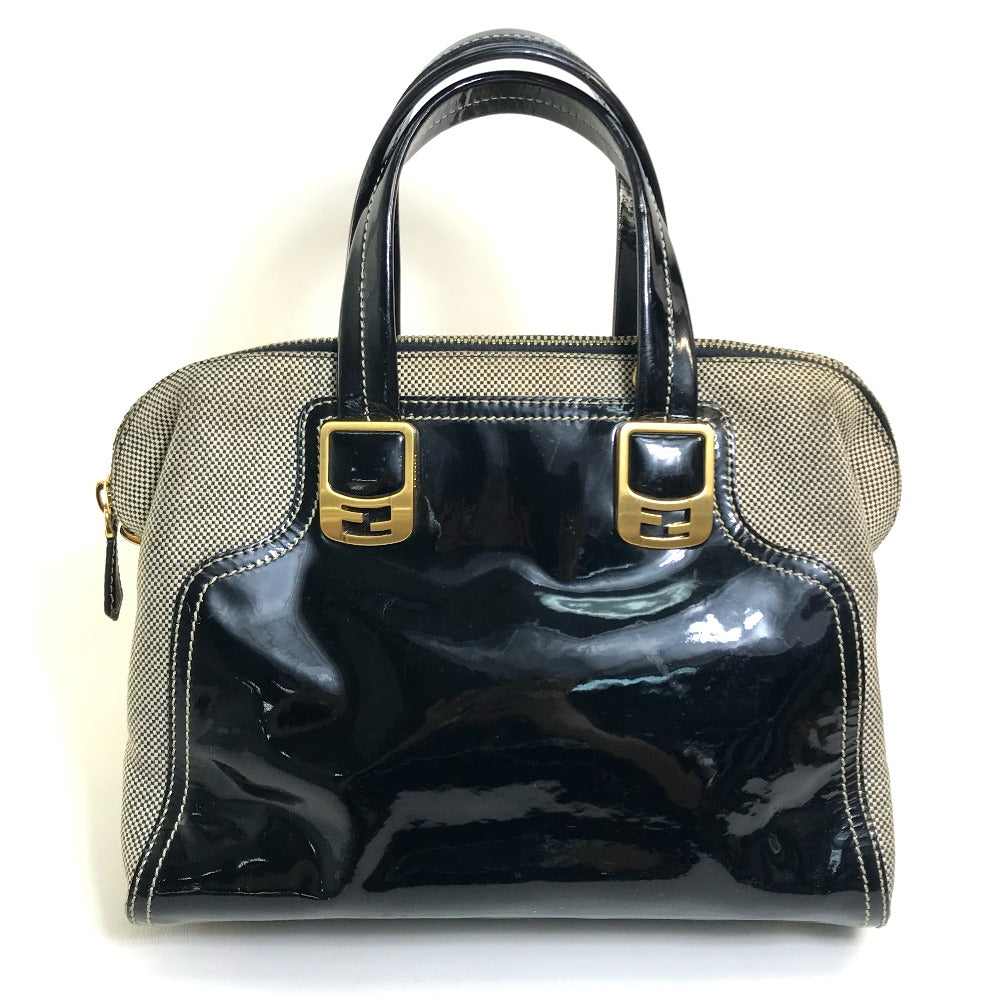 FENDI エナメル 斜め掛け 肩掛け カメレオン カバン 2WAY ショルダーバッグ ハンドバッグ キャンバス/パテントレザー レディース ブラック系