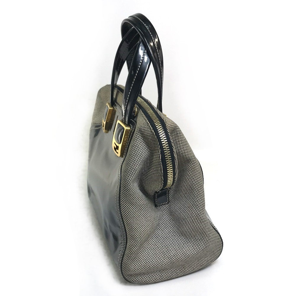 FENDI エナメル 斜め掛け 肩掛け カメレオン カバン 2WAY ショルダーバッグ ハンドバッグ キャンバス/パテントレザー レディース ブラック系